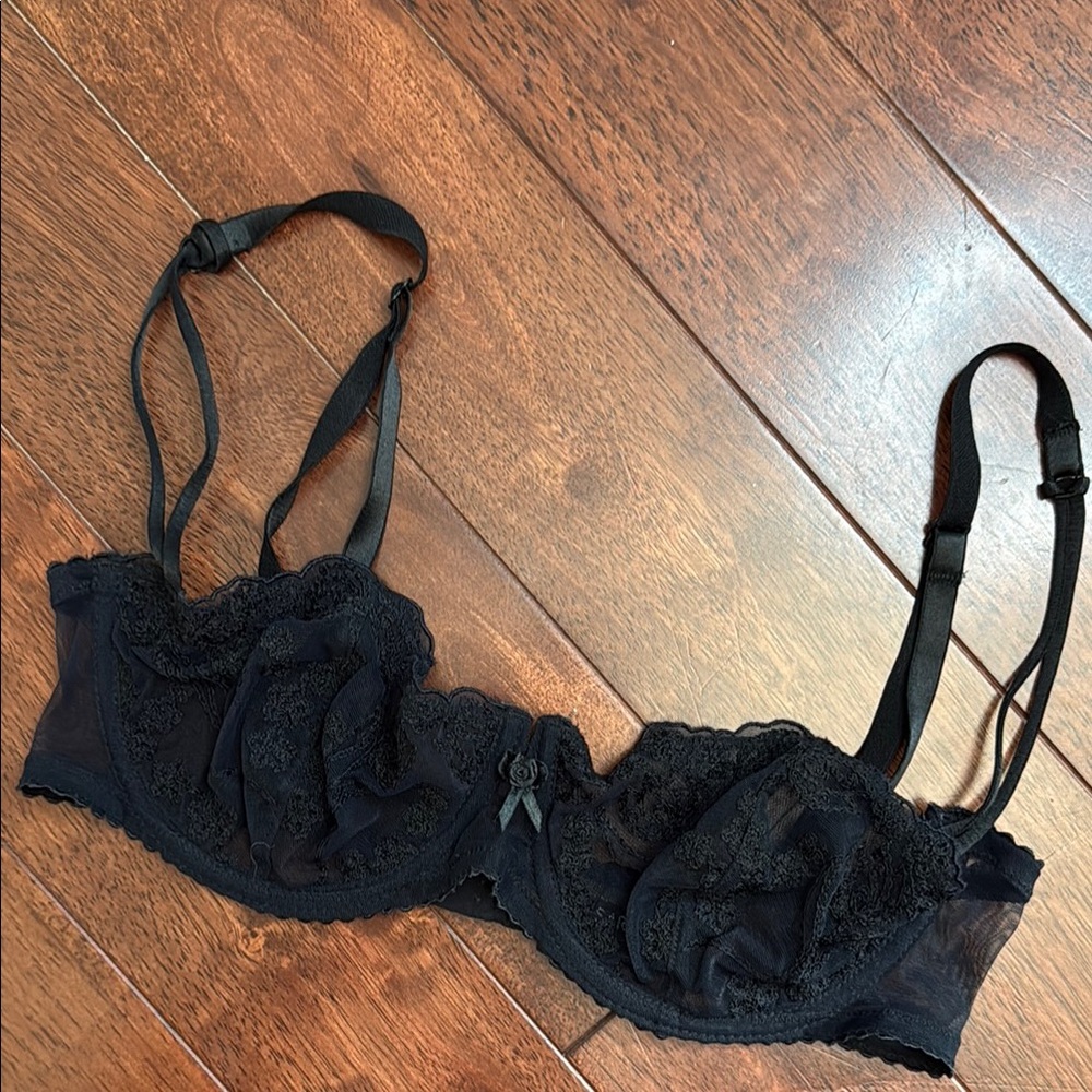 ID Sarrieri Black Embroidered Sheer Cup Bra 34D